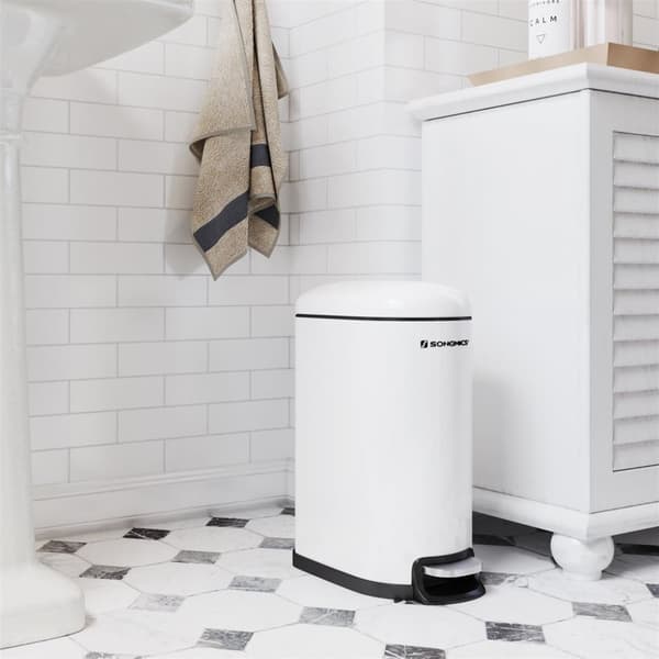 Papirkurv - Stålkosmetikboks - 10 l - med indre spand - Softclose - Hvid