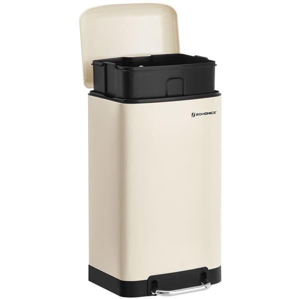 Skräpfack - Cream White - Pedal Bin - 30L - Softclose - Luftproof - Steel With Plastic Inner Bucket