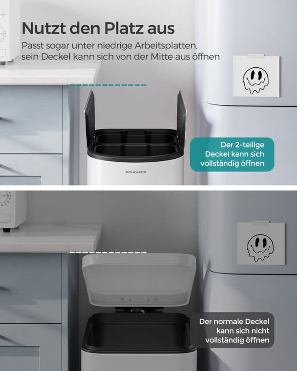 Avfallsseparationssystem med 2 fack-wolkwit-metalliskt silver