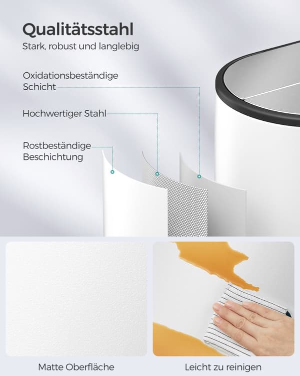 Avfallsseparationssystem med 2 fack-wolkwit-metalliskt silver