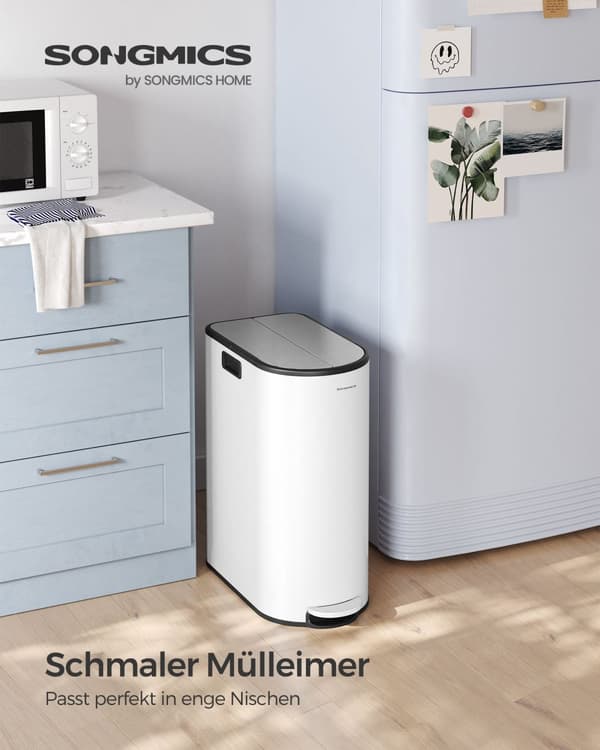 Avfallsseparationssystem med 2 fack-wolkwit-metalliskt silver