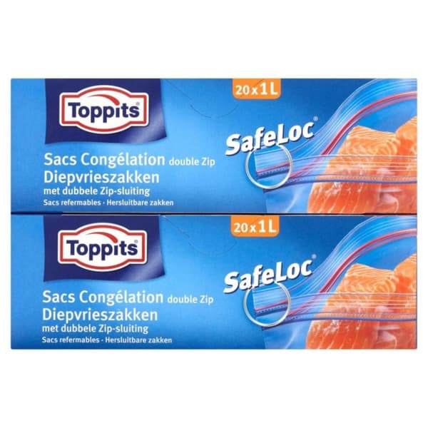 Toppits Safeloc Zip Fryspåsar 1L 20 Styck