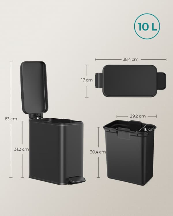 Kosmetikboks - 10 liter - med sort låg