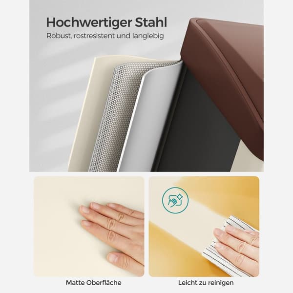 Roskakori-3 × 8 litraa kannen ja sisemmän kauhan-crème-white & brown