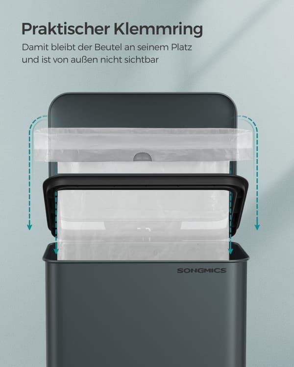 Køkken Prullen Bin - Med låg - 40 liter - Antracit Gray