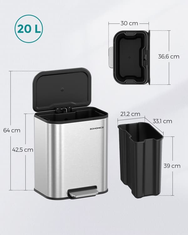 Skräpfack - 20 liter - med metalliskt silverlock