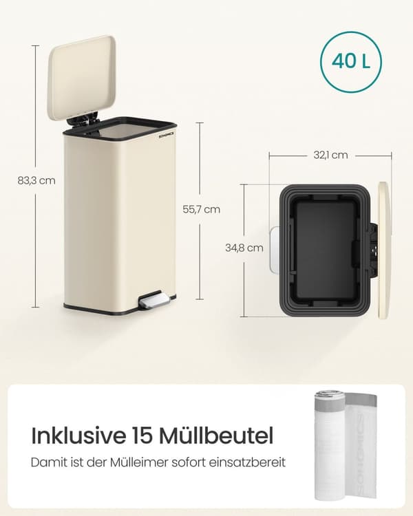 Kök Prullen Box med locket 40 liter sand beige