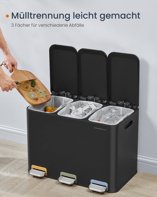 Køkken Prullen Bin 3 x 15 L Subs. Black Bockets