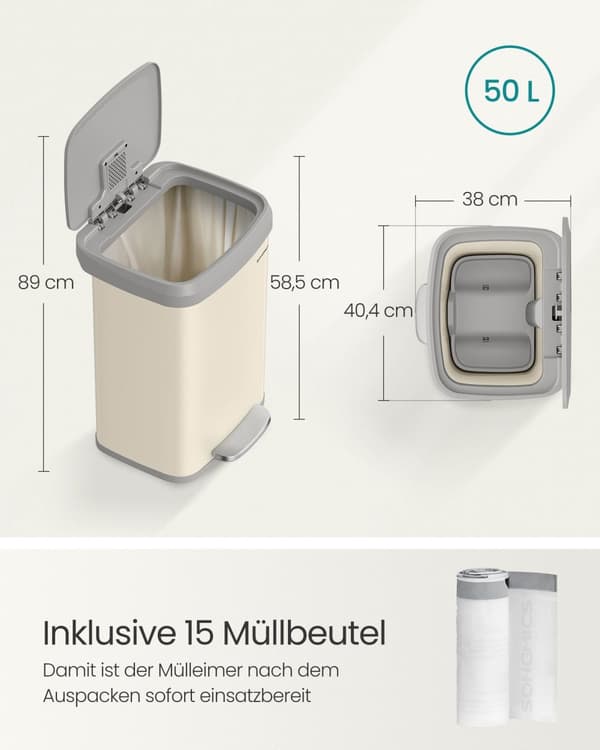 Kök Prullen Box med lock 50 liter sandbisk