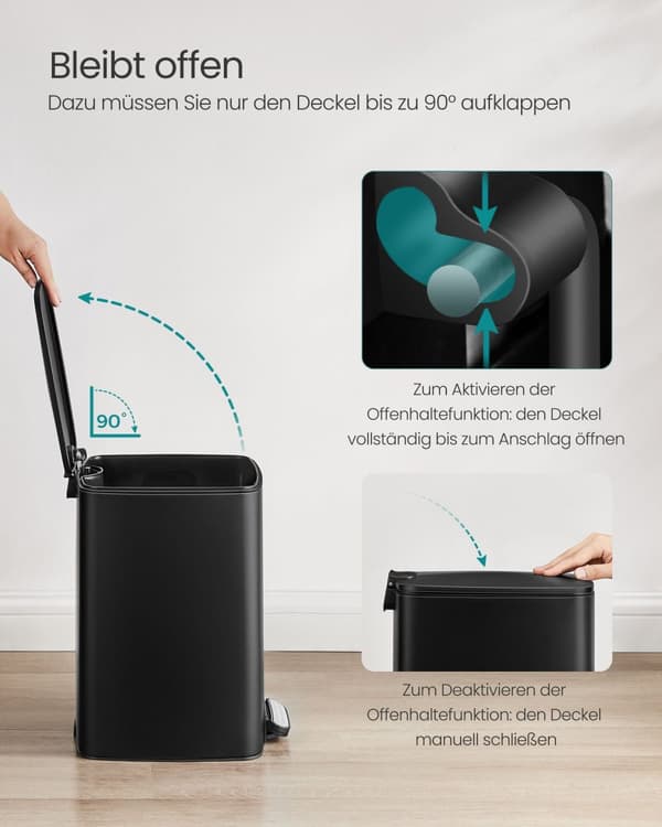 Affalds skraldespand 20 liter lavet af blæk -sort stål