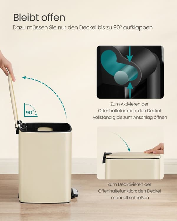 Affalds skraldespand 20 liter stål, sand beige