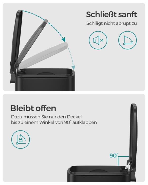Kosmetisk boks - med pedal - sort stål