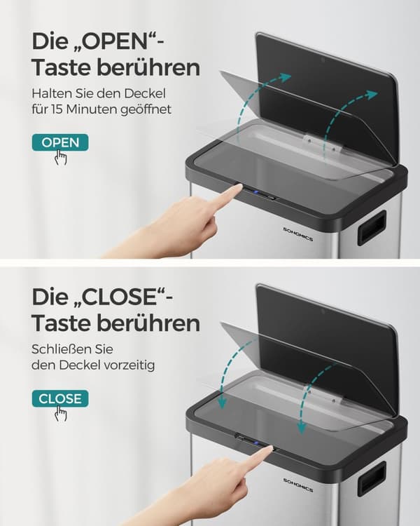 Skräpfack med rörelsessensor tillverkad av stålmetallsilver
