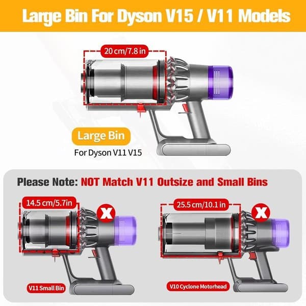 Papperskorgsuppsamlingstank kompatibel Dyson V11 V15 Dammbehållare Reservdelar Tillbehör Behållare Reservtank