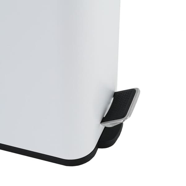 Bæredygtig Bambus & Stål Pedalspand - 5L, Hvid Matte Finish, Badeværelsesaffaldsspand