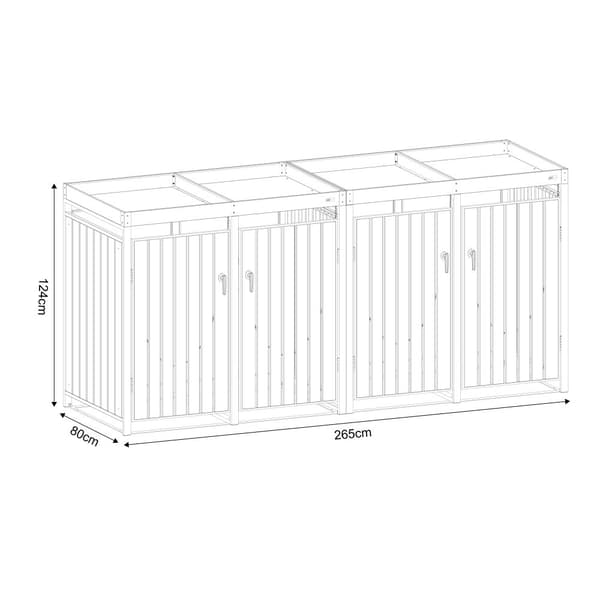 AXI Leon Containerombyggnad med planteringskärl i antracit & trälook | Click-box-omvandling för 4 behållare | Ombyggnad av behållare - Max. 240 liter
