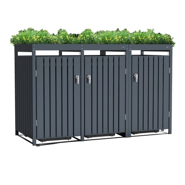 AXI Leon Containerombyggnad med planteringskärl i Antracit | Click-box-omvandling för 3 behållare | Ombyggnad av behållare - Max. 240 liter