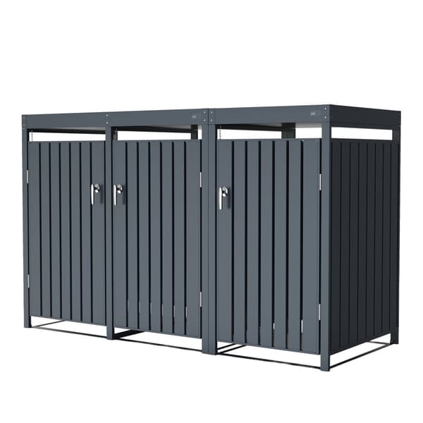 AXI Leon Containerombyggnad med planteringskärl i Antracit | Click-box-omvandling för 3 behållare | Ombyggnad av behållare - Max. 240 liter