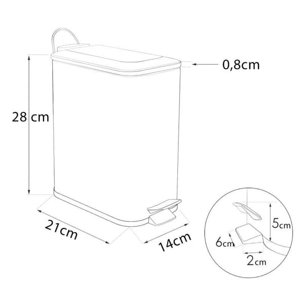 Stilfuld hvid pedalemme med bambuslåg - 5L, holdbar stål- og plastbund, moderne mat finish