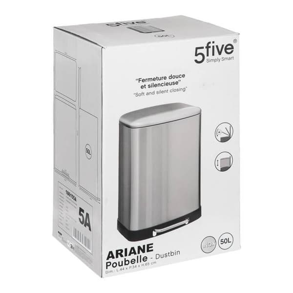 5five - metallisk pedalhink 50l "ariane" rostfritt stål