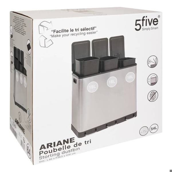 5five - sorteringsbehållare "ariane" 3x18l rostfritt stål