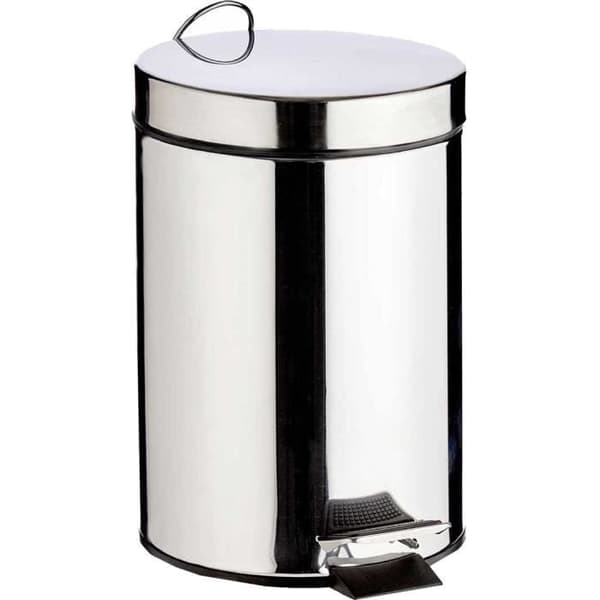 Berilo pedalbehållare 7 liter 26 x 32-51 cm rostfritt stål silver/svart
