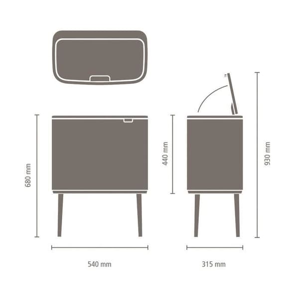BRABANTIA Bo Touch Bin - 11 + 23 L - Matt stål