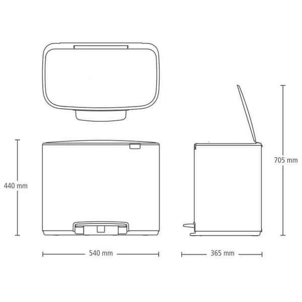 BRABANTIA Pedalbehållare Bo - 11 + 23 L - Matt svart