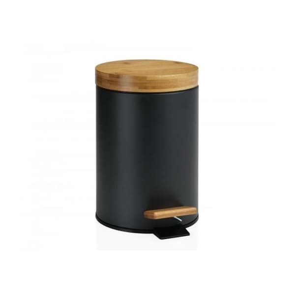 Svart metall badrumsbehållare Bambu lock - 3L 0,000000