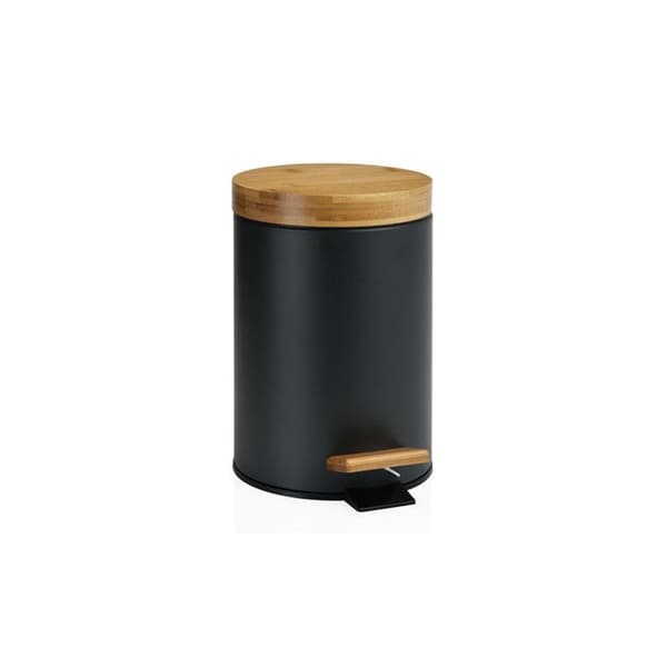 Svart metall badrumsbehållare Bambu lock - 3L 0,000000