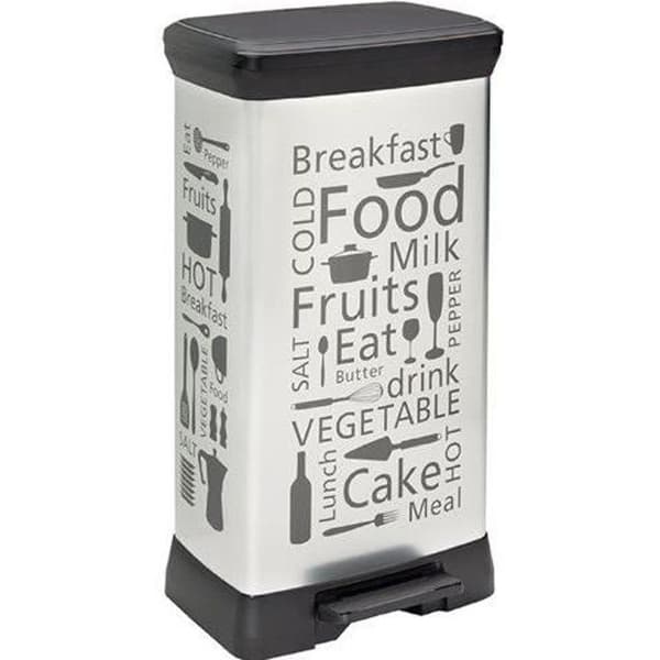 Curver 205873 Dekor Kök Pedal Bin Rektangulär Polypropylen Silver 39 x 29 x 73 cm...