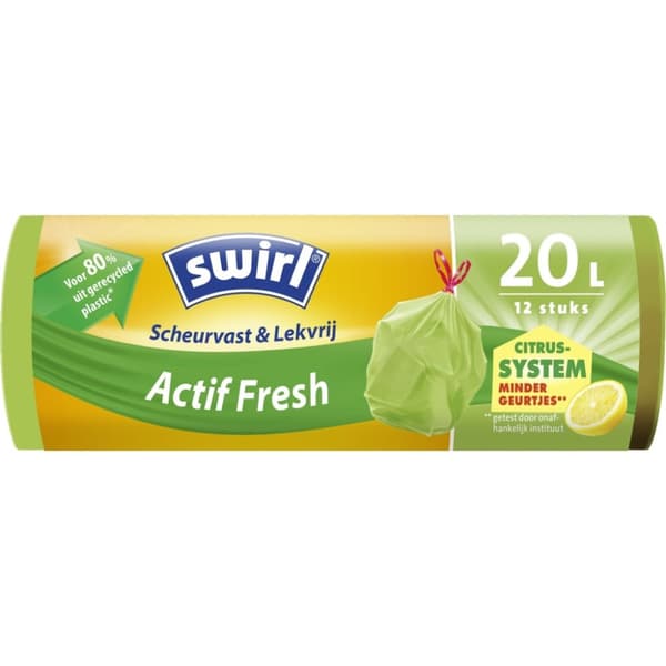Swirl Actif Fresh Pedal Bin pussit sitruunan tuoksulla 20L 12 kpl