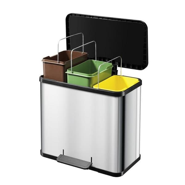Hailo 0633-200 Øko Trio Plus L Pedalspand 3x9L rustfrit stål/sort
