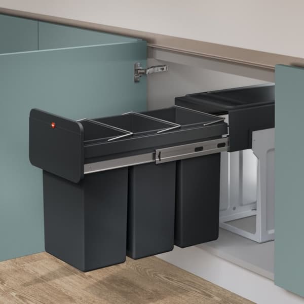 Hailo 0310-300 EcoLine Design Trio L Sisäänrakennettu roskakori 3x10L Musta