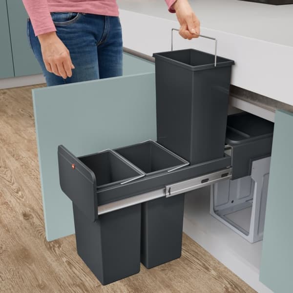 Hailo 0310-300 EcoLine Design Trio L Sisäänrakennettu roskakori 3x10L Musta