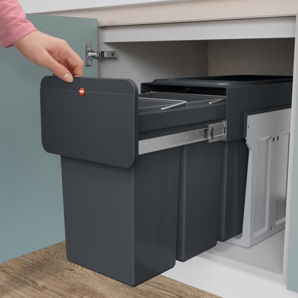 Hailo 0310-300 EcoLine Design Trio L Sisäänrakennettu roskakori 3x10L Musta