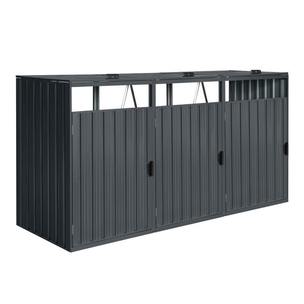 AXI Owen Bin Cover Metal Anthracite | Bin Cover 3 Containers - 240 - 720L | Outdoor Bin Cover med utmärkt ventilation