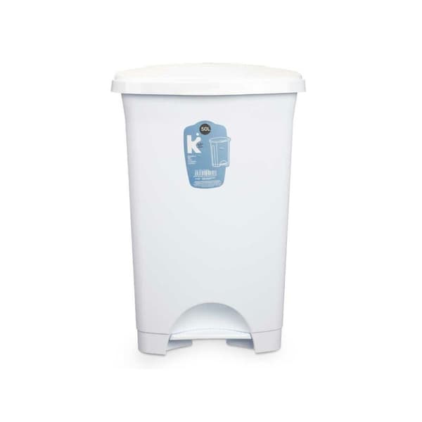 Papirkurv med pedal Hvid Plastik 50 L (3 enheder)