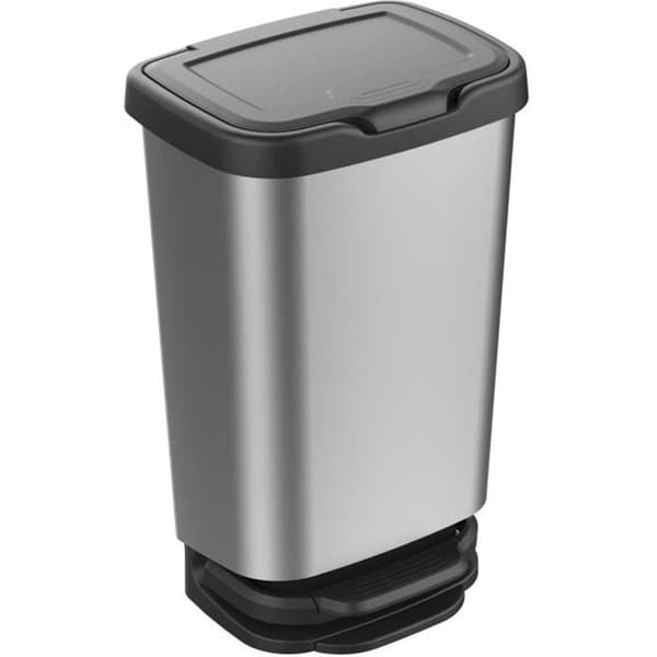 MHOME JIVE Pedalbehållare - 40 L - Aluminiumeffekt - Grå