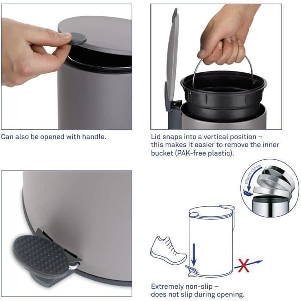 KELA Mats Badrumskärl - 12 L - 38 cm - Metall - Vit