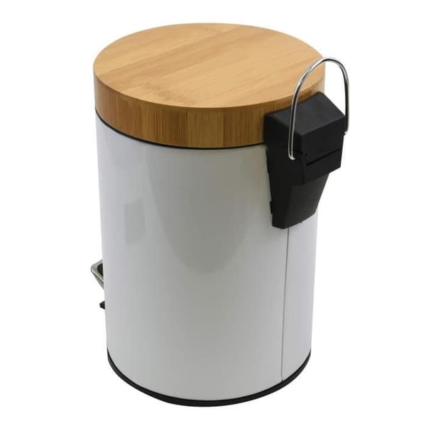 Poubelle Aza MSV - 3 L - Vit - Med lock i bambu