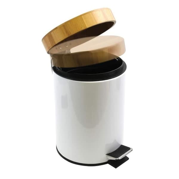 Poubelle Aza MSV - 3 L - Vit - Med lock i bambu
