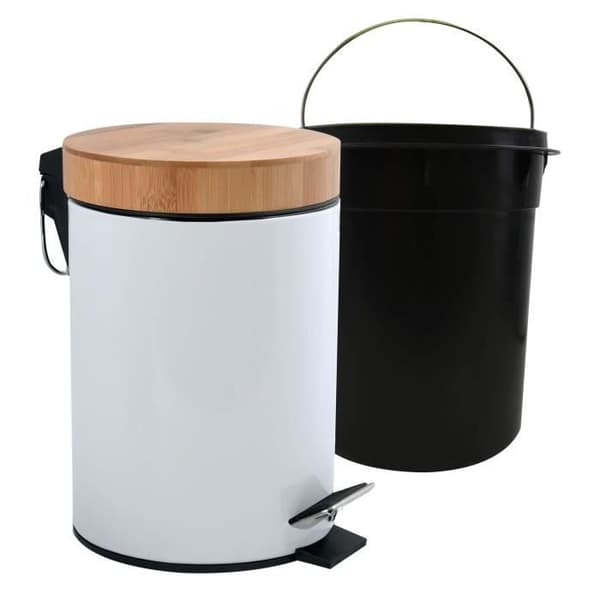 Poubelle Aza MSV - 3 L - Vit - Med lock i bambu