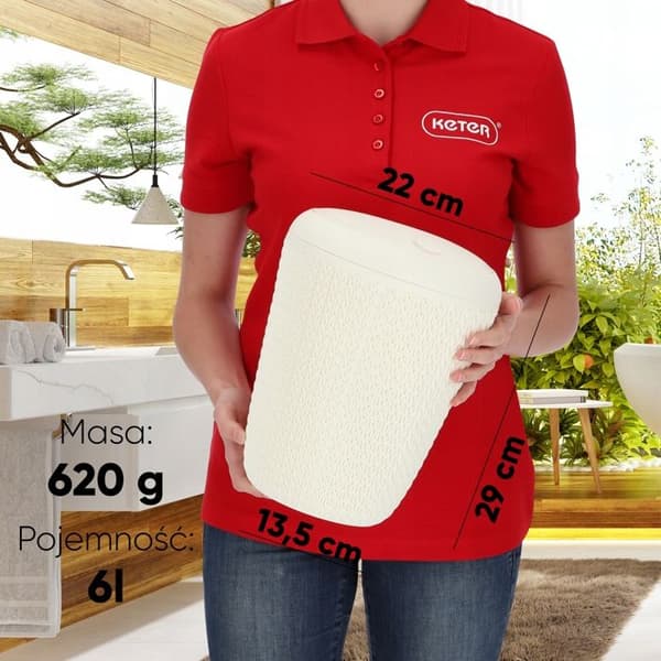 Curver Tricot Soppåse för Badrum Tricot, Plast, Brutet Vitt, 22.4 x 29.5 cm