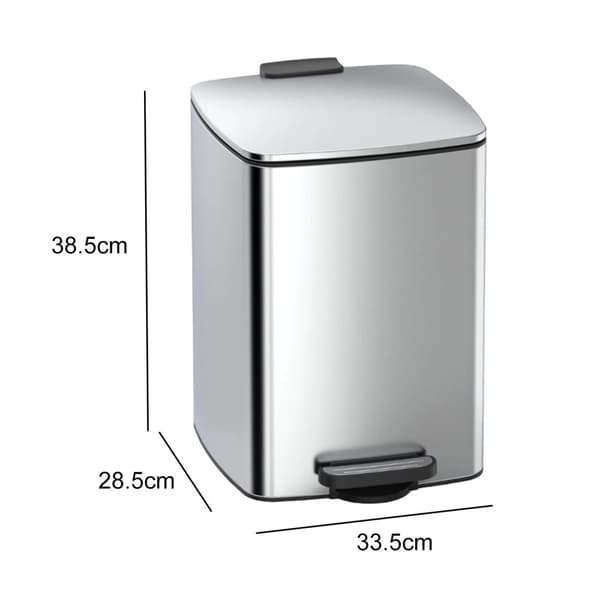 Stainless Steel Soptunna, Tyst Stängande Lock, 12L Kapacitet,Silver