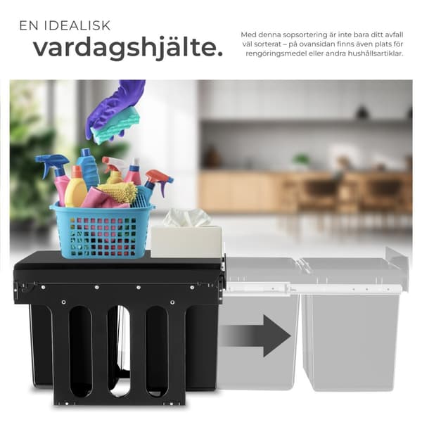 Sopsortering Ashlyn, 2-kärl, 30L - svart