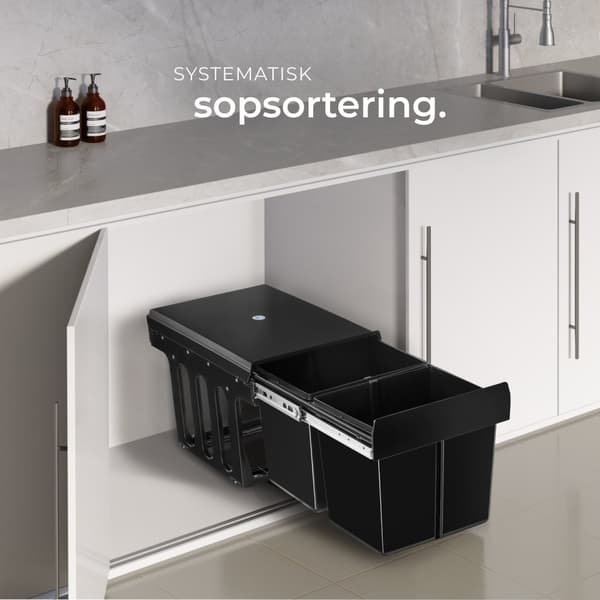 Sopsortering Ashlyn, 2-kärl, 30L - svart