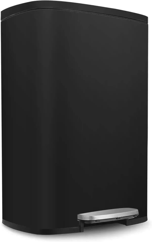 Affaldsbeholder, 50L kapacitet, fingeraftryksbestandigt design,Sort