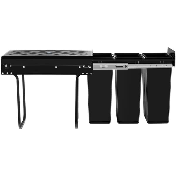 Skraldespand Ashlyn, 3-delt opdeling, 30L, teleskopskinner - sort
