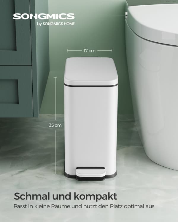 Affaldsspand, SONGMICS Kosmetikspand og Toiletbørstesæt, 38,4 x 17 x 35 cm, Hvid